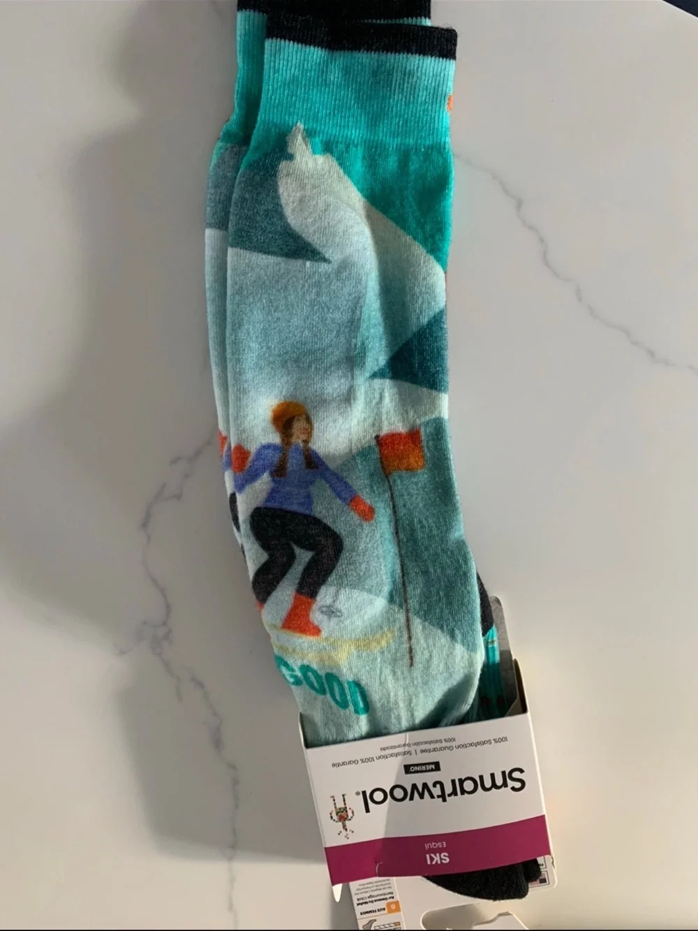 SMARTWOOL Large Women's Ski Snow Bunny Print Targeted Cushion OTC Socks NWT